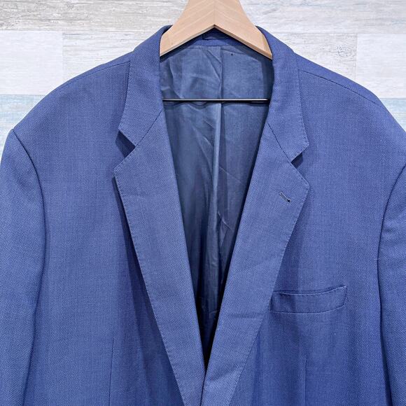 Hardy Minnis Savile Row Wool Birdseye Sport Coat Blue Ticket Pocket Mens 59R - Picture 2 of 10